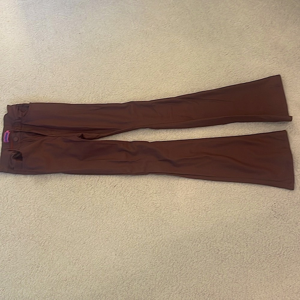 Edikted Luna Faux Leather Flare Pants, size small, run small, barely worn/no tag